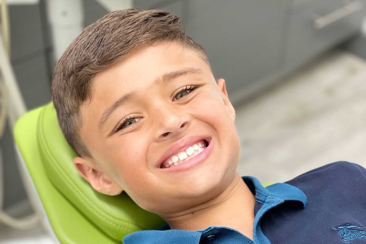 Boy on dentist chair